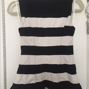 WHBM peplum black and white stripe top sz 0